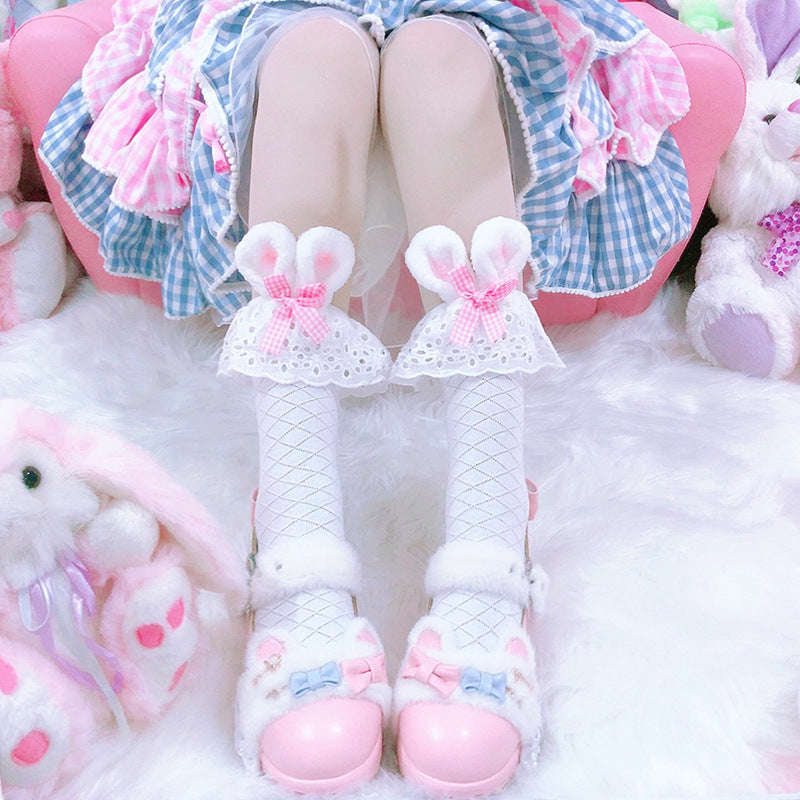 LolitaFetch Essentials Bunny Ear Bow Heart Crew Socks - image 7