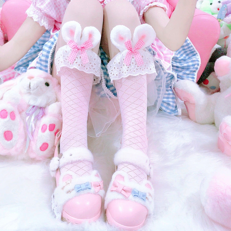 LolitaFetch Essentials Bunny Ear Bow Heart Crew Socks - image 8