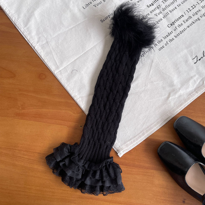 LolitaFetch Essentials Cable Knit Ruffle Fluffy Leg Warmers - image 7