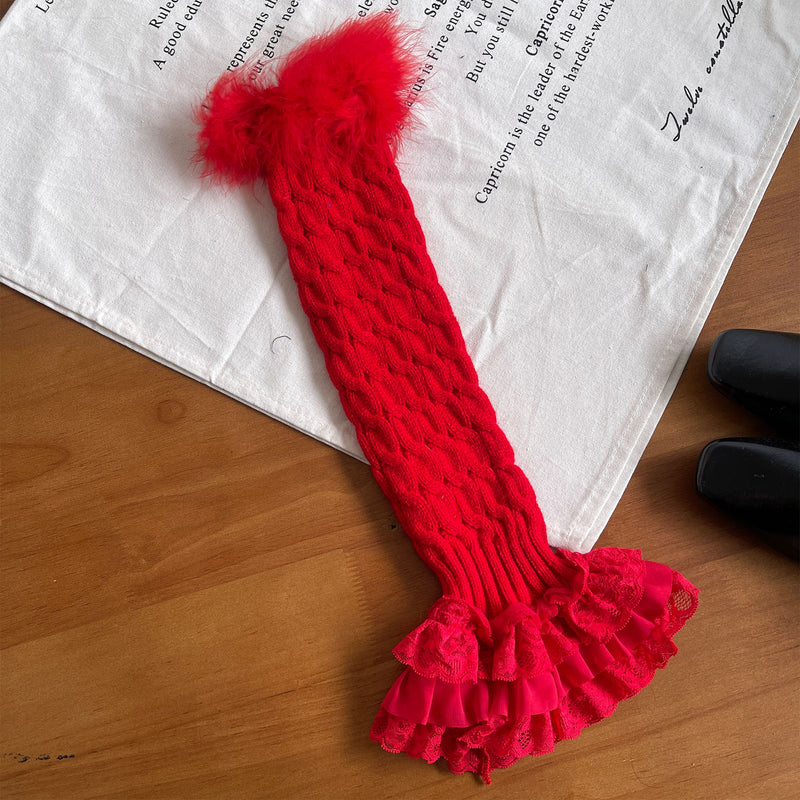 LolitaFetch Essentials Cable Knit Ruffle Fluffy Leg Warmers - image 9