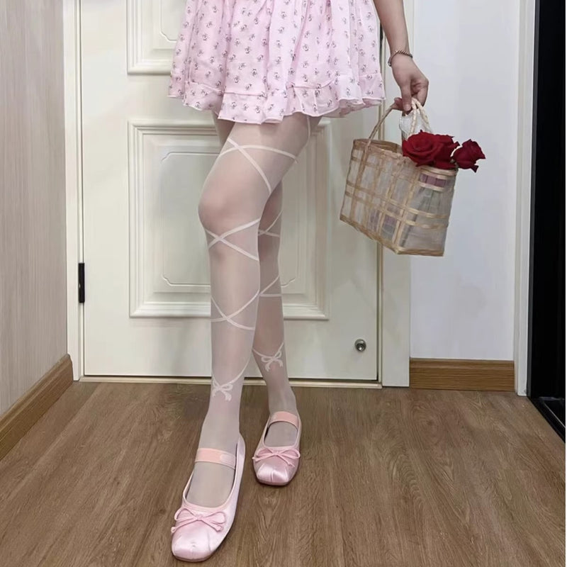 LolitaFetch Essentials Crisscross Bow Sheer Ballet Tights - image 4