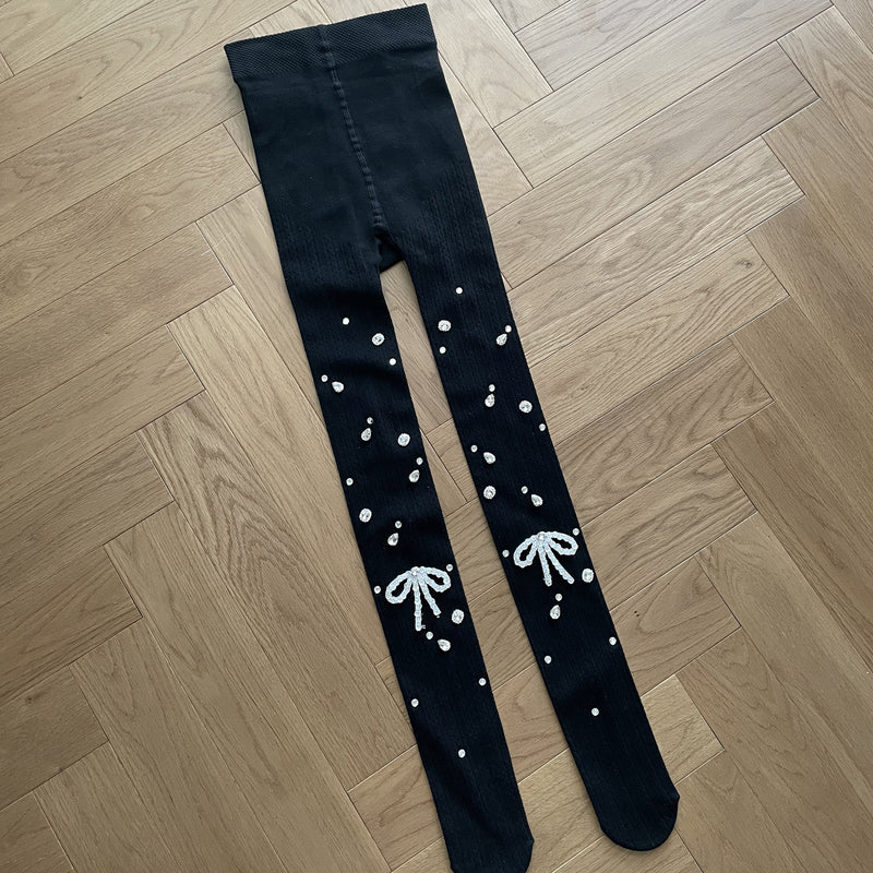 LolitaFetch Essentials Crystal Chain Bow Rhinestone Tights - image 10