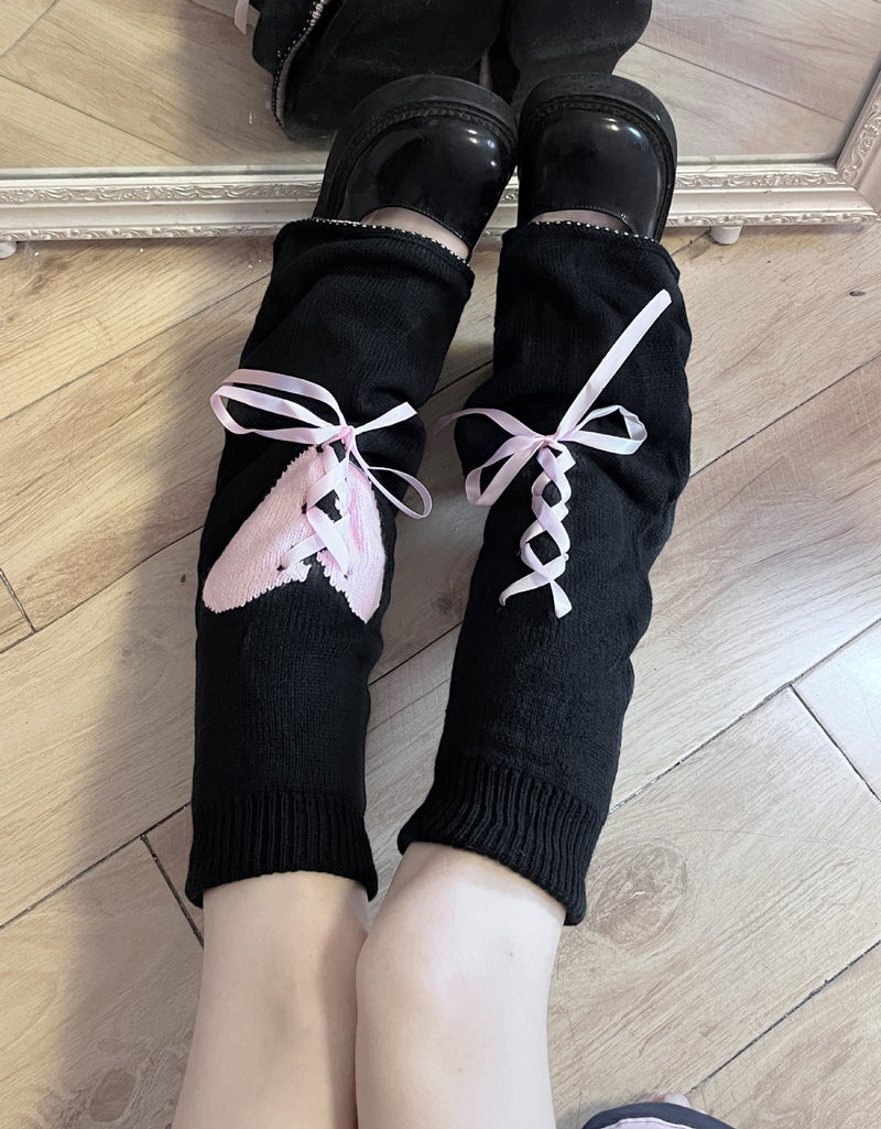 LolitaFetch Essentials Dark Lace-Up Ribbon Leg Warmers - image 7