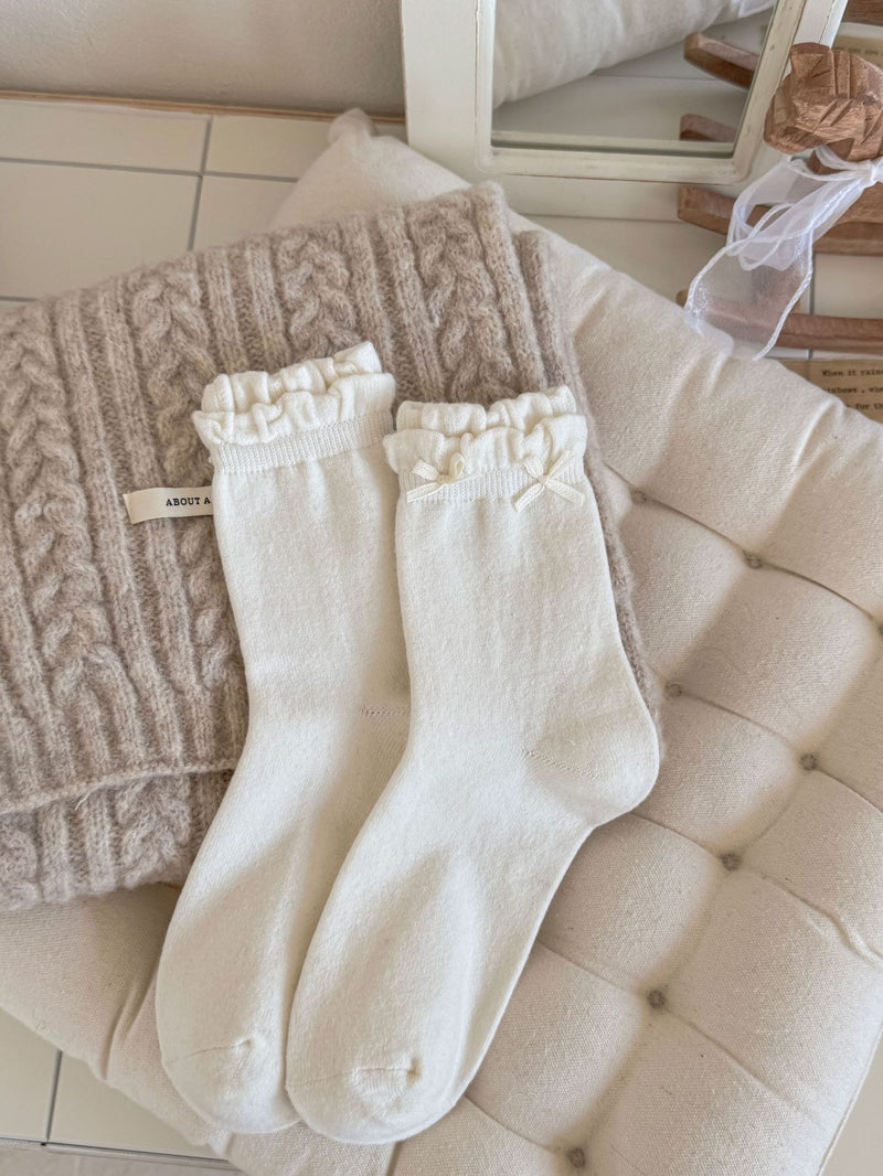 LolitaFetch Essentials Double Bubble Cuff Ruffle Bow Fleece Socks - image 6