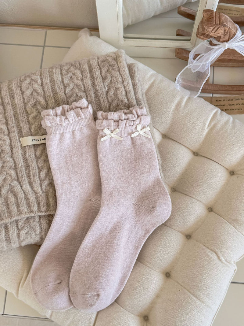 LolitaFetch Essentials Double Bubble Cuff Ruffle Bow Fleece Socks - image 9