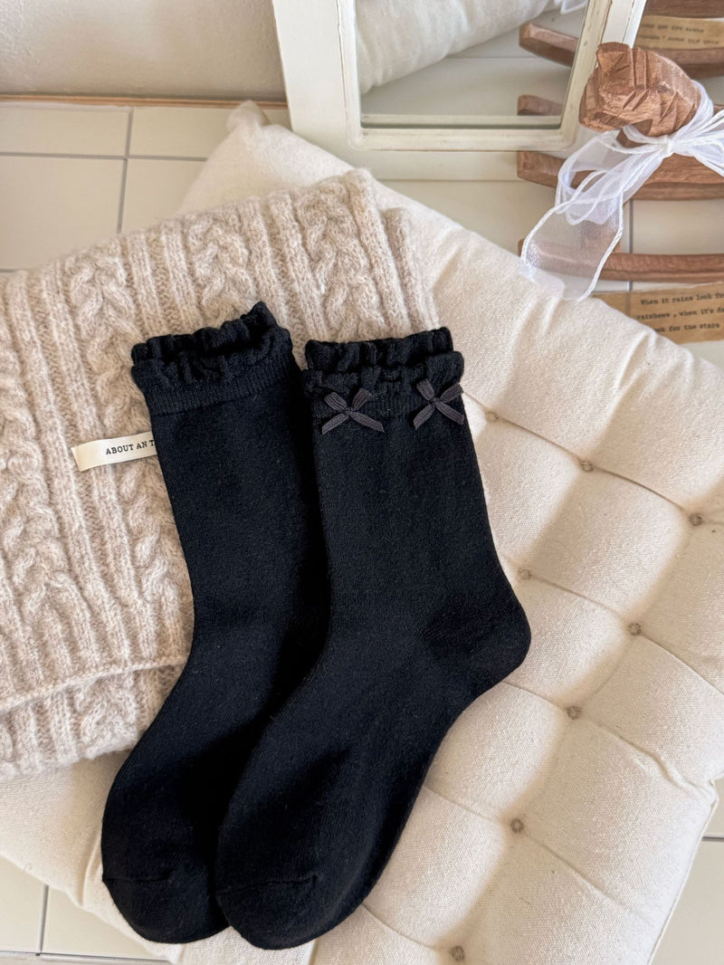 LolitaFetch Essentials Double Bubble Cuff Ruffle Bow Fleece Socks - image 10
