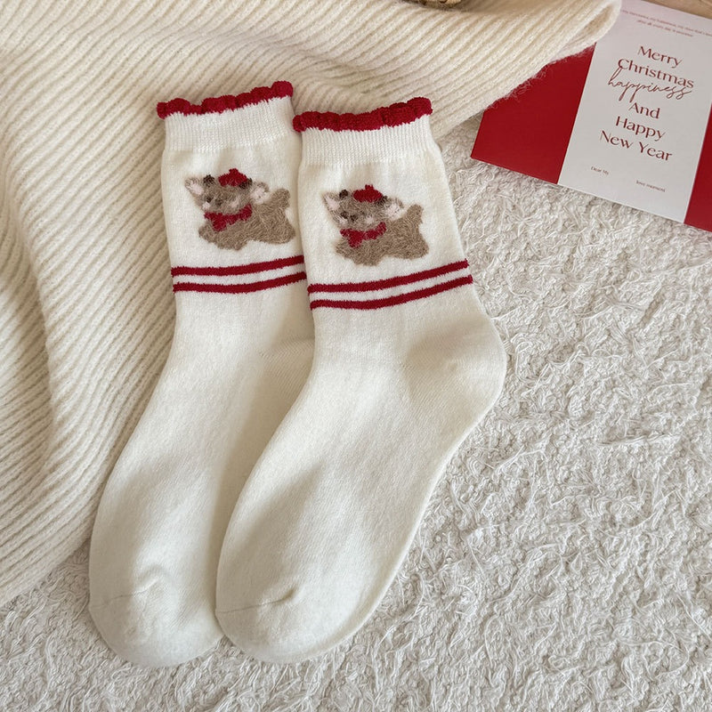 LolitaFetch Essentials Flocked Puppy Bow Fleece-Lined Crew Socks - image 6