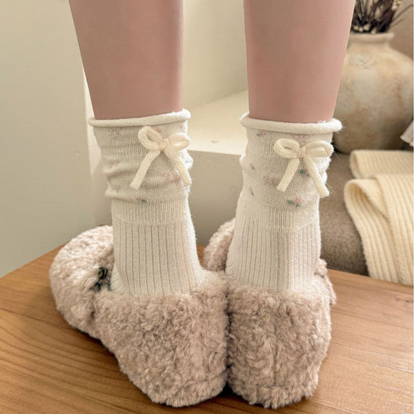 LolitaFetch Essentials Heart Bow Fleece-Lined Sleep Socks - image 1