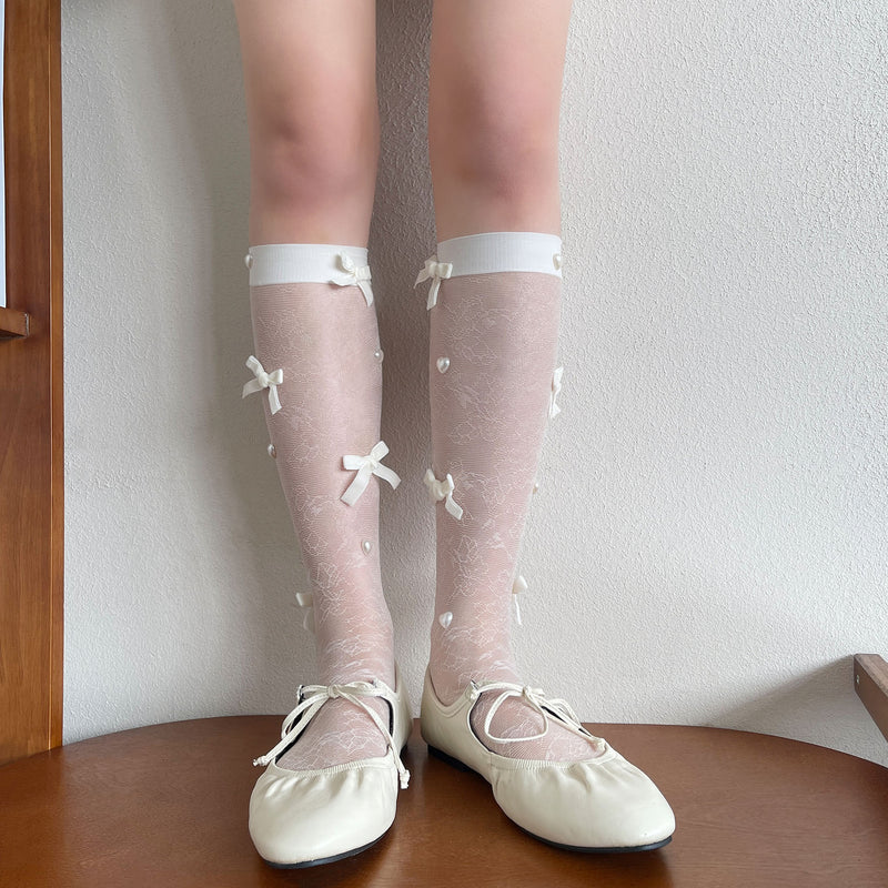 LolitaFetch Essentials Heart Bow Velvet Slouch Crew Socks - image 6