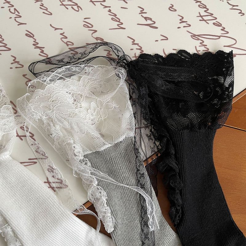 LolitaFetch Essentials Jacquard Lace-Up Hollow-Out Slouch Crew Socks - image 3