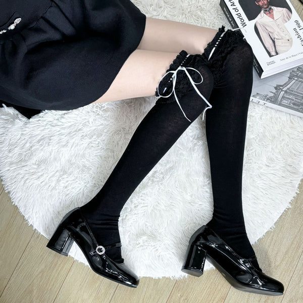 LolitaFetch Essentials Lace Bow Over-the-Knee Socks - image 1
