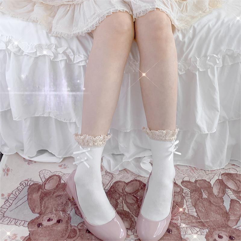 LolitaFetch Essentials Lace Bow Ruffle Calf Socks - image 6