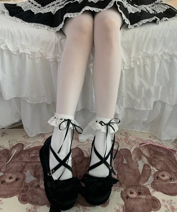 LolitaFetch Essentials Lace Bow Ruffle Calf Socks - image 11