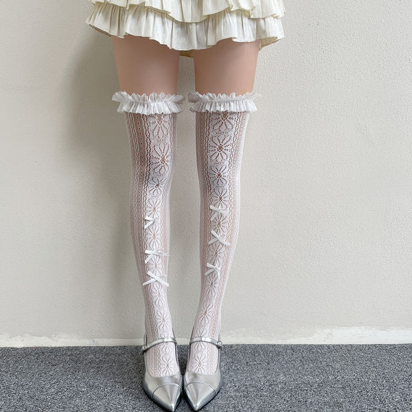 LolitaFetch Essentials Lace Bow Ruffle Over-the-Knee Thigh Highs - image 1