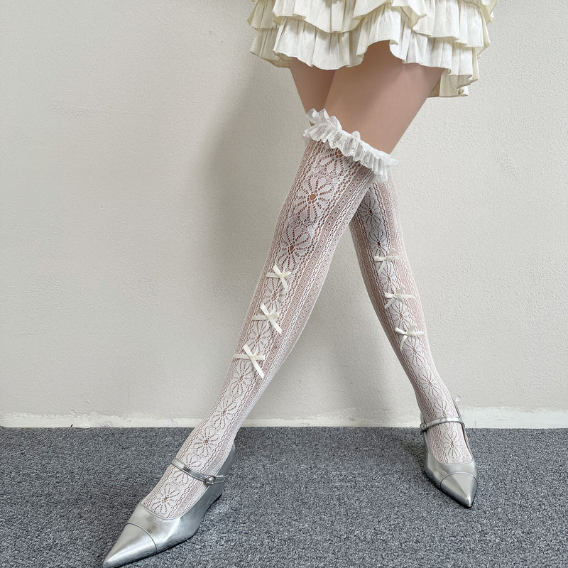 LolitaFetch Essentials Lace Bow Ruffle Over-the-Knee Thigh Highs - image 3