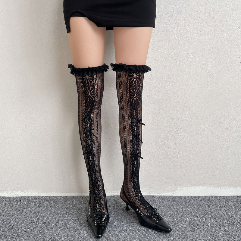 LolitaFetch Essentials Lace Bow Ruffle Over-the-Knee Thigh Highs - image 5