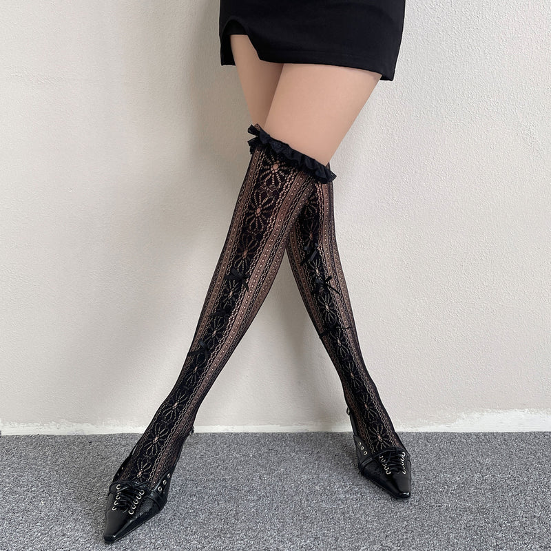 LolitaFetch Essentials Lace Bow Ruffle Over-the-Knee Thigh Highs - image 7