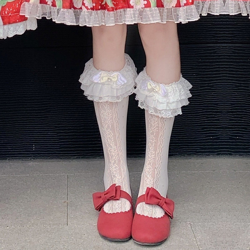 LolitaFetch Essentials Lace Hollow-Out Bow Ruffle Crew Socks - image 3