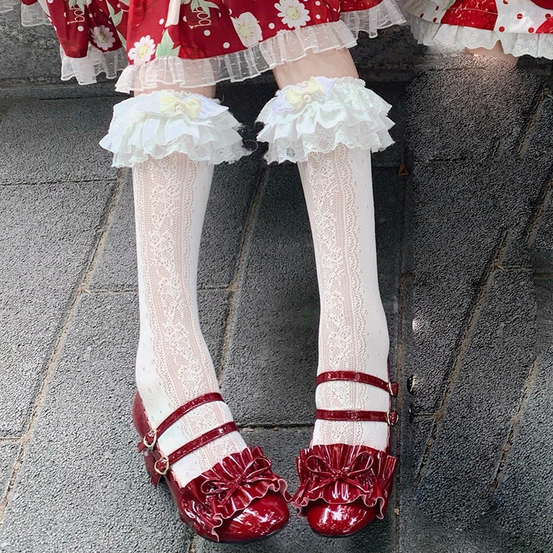 LolitaFetch Essentials Lace Hollow-Out Bow Ruffle Crew Socks - image 4