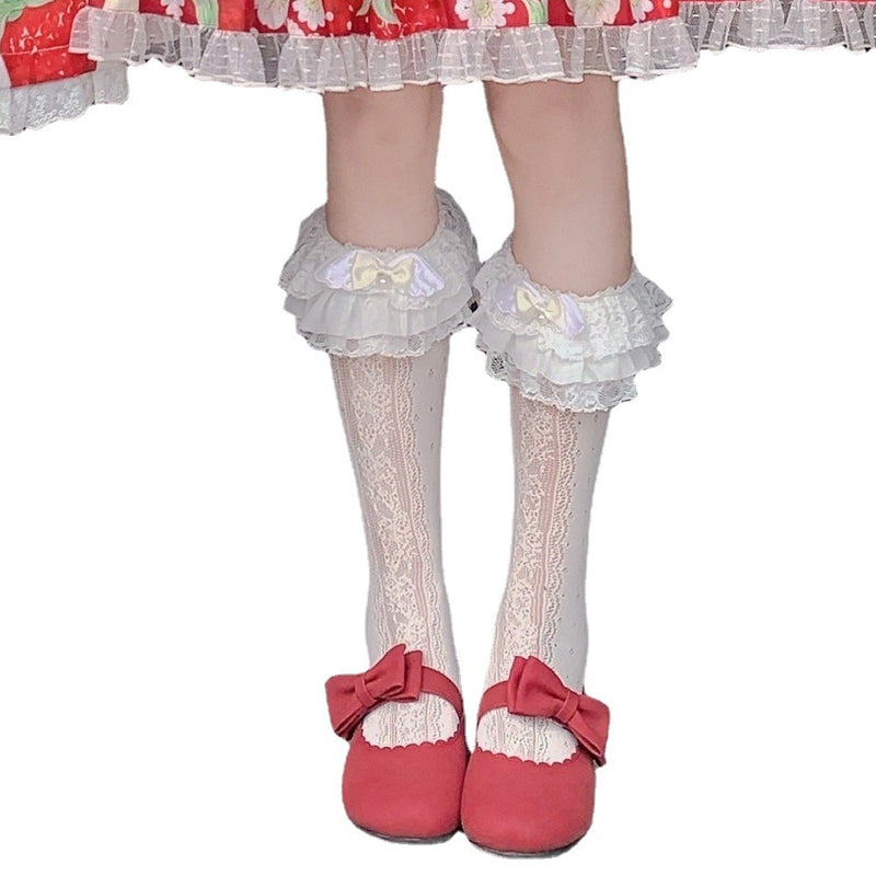 LolitaFetch Essentials Lace Hollow-Out Bow Ruffle Crew Socks - image 5