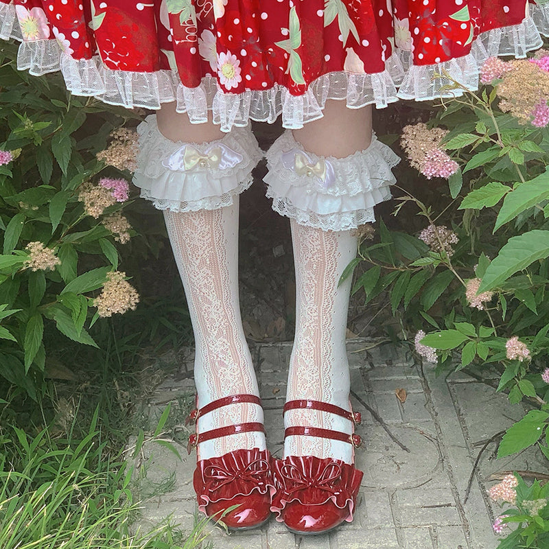 LolitaFetch Essentials Lace Hollow-Out Bow Ruffle Crew Socks - image 6