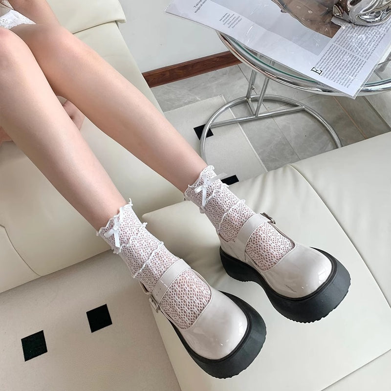LolitaFetch Essentials Lace Mesh Bow Hollow-Out Ankle Socks - image 3