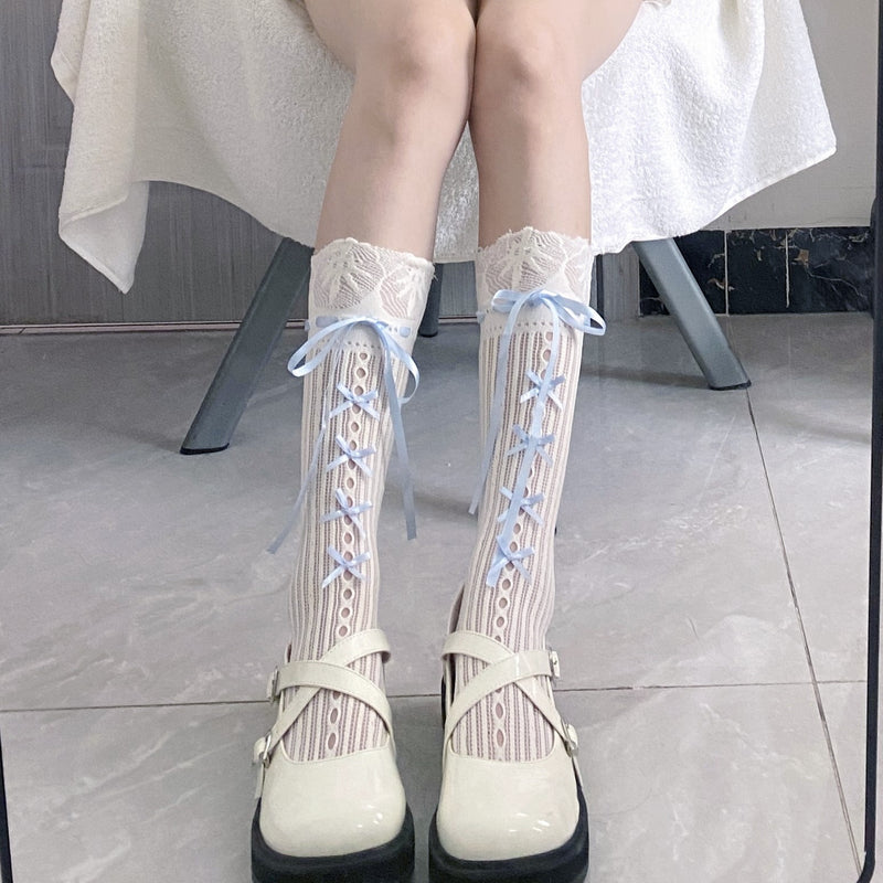 LolitaFetch Essentials Lace Mesh Bow Hollow-Out Ankle Socks - image 8