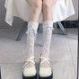 Cream White Blue Bow Calf
