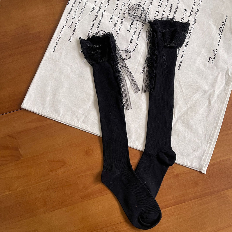 LolitaFetch Essentials Lace-Up Ribbon Jacquard Knee-High Socks - image 7