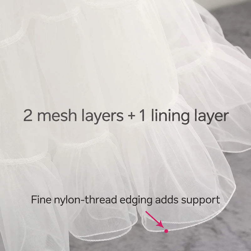 Two mesh layers and one lining layer with fine-thread edging