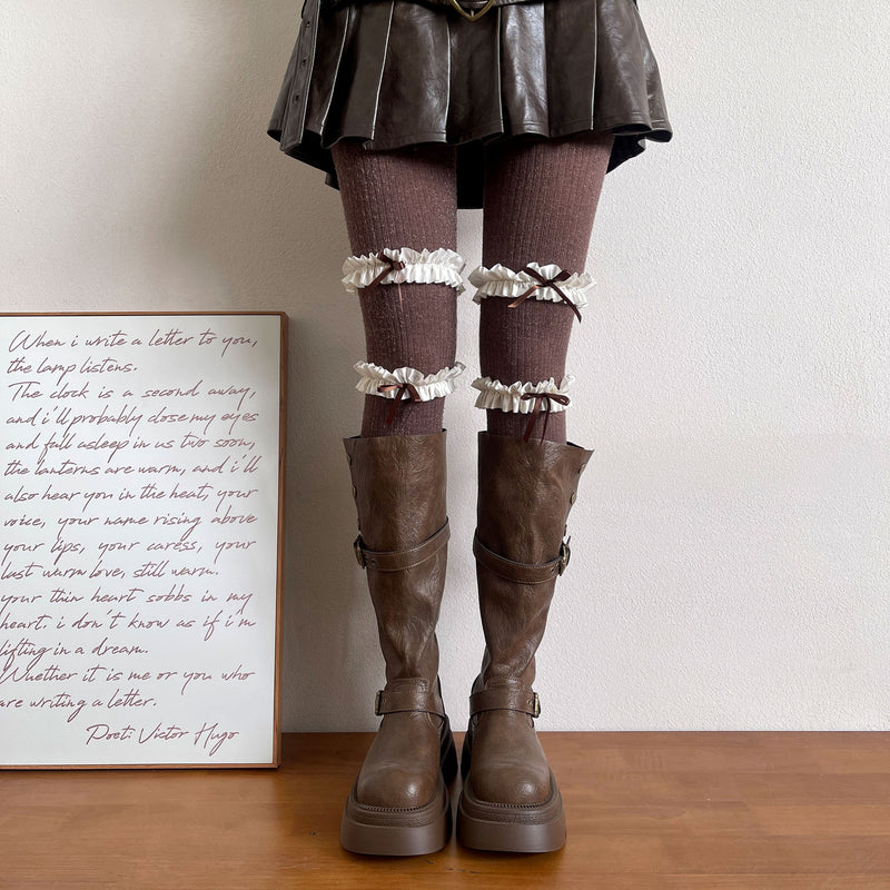 LolitaFetch Essentials Multi Layer Lace Ruffle Bow Tights - image 3