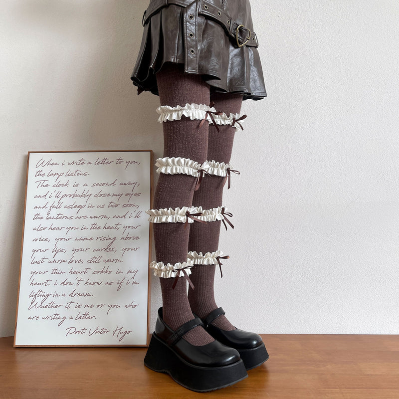 LolitaFetch Essentials Multi Layer Lace Ruffle Bow Tights - image 9