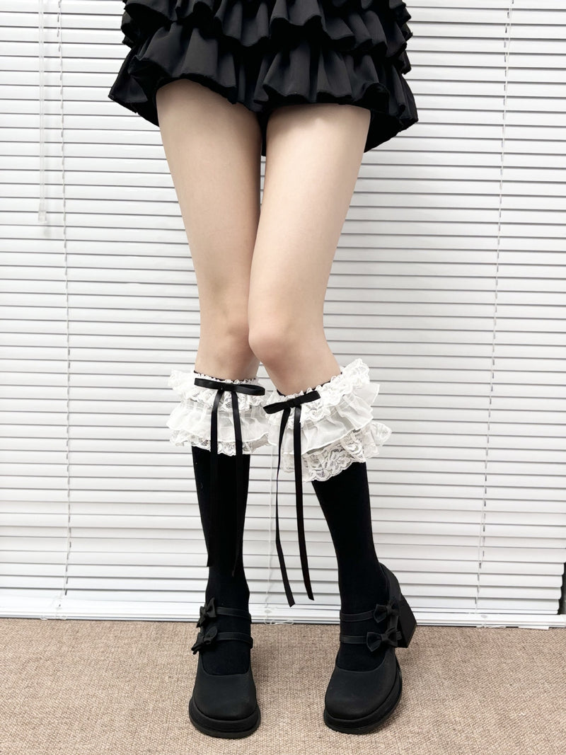 LolitaFetch Essentials Multi-Layer Lace Ruffle Calf Socks - image 7
