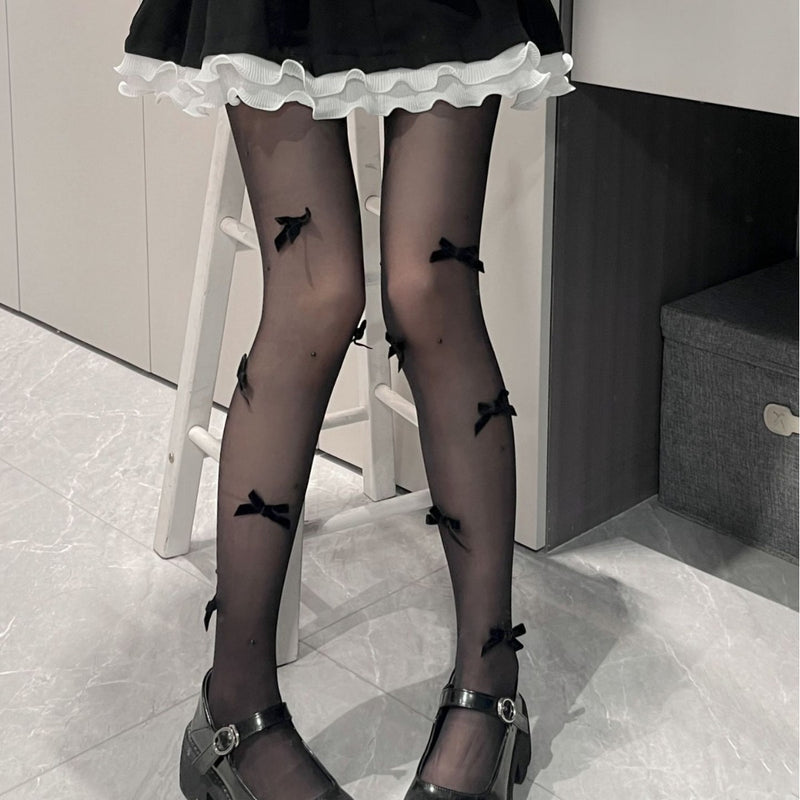 LolitaFetch Essentials Pearl Bow White Tights - image 4
