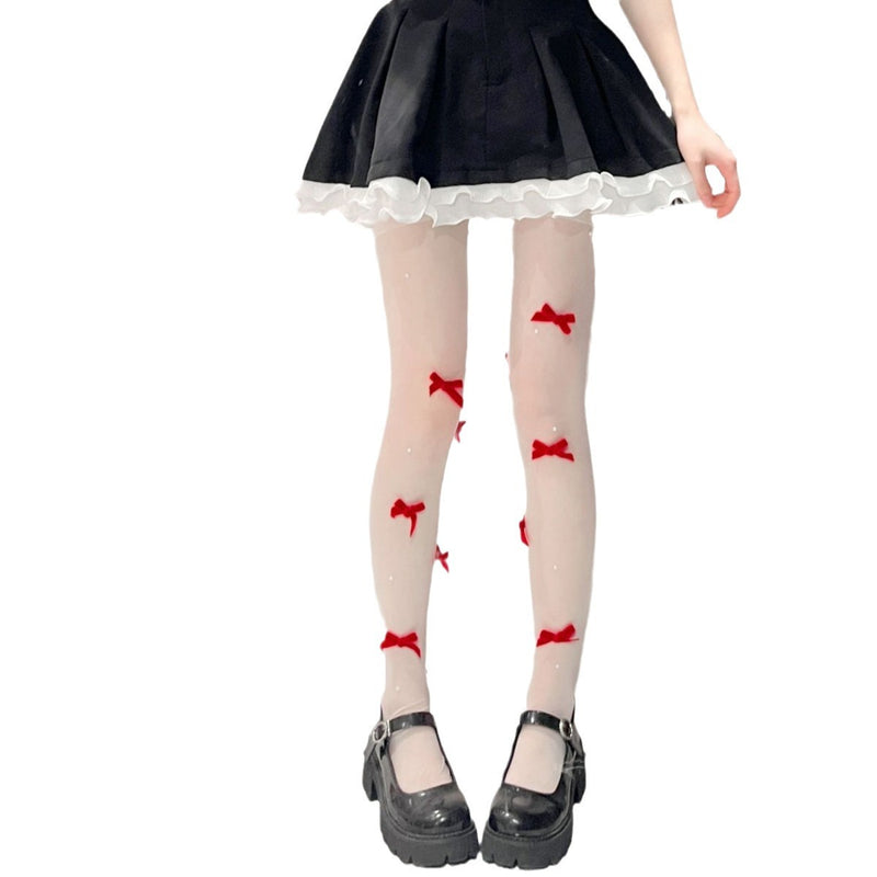 LolitaFetch Essentials Pearl Bow White Tights - image 5