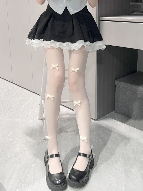 LolitaFetch Essentials Pearl Bow White Tights - image 6