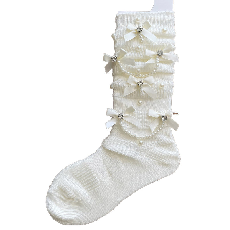 LolitaFetch Essentials Pearl Chain Bow Slouch Crew Socks - image 5