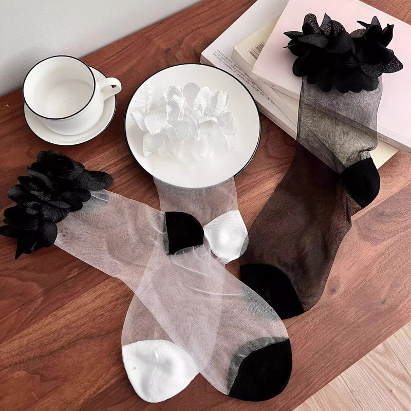 LolitaFetch Essentials Petal Edge Sheer Crystal Silk Ankle Socks - image 5