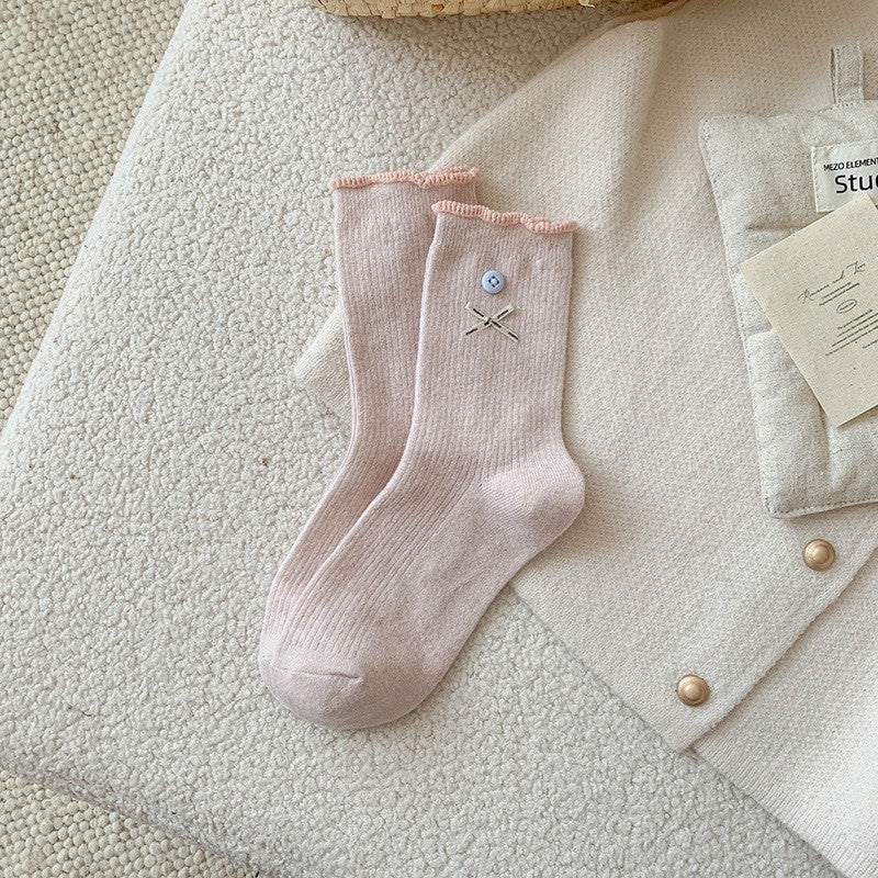 LolitaFetch Essentials Pink White Bow Fleece-Lined Slouch Socks - image 7