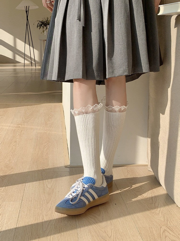 LolitaFetch Essentials Pink White Bow Fleece-Lined Slouch Socks - image 10