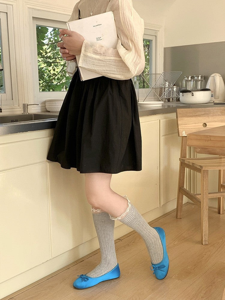 LolitaFetch Essentials Pink White Bow Fleece-Lined Slouch Socks - image 12
