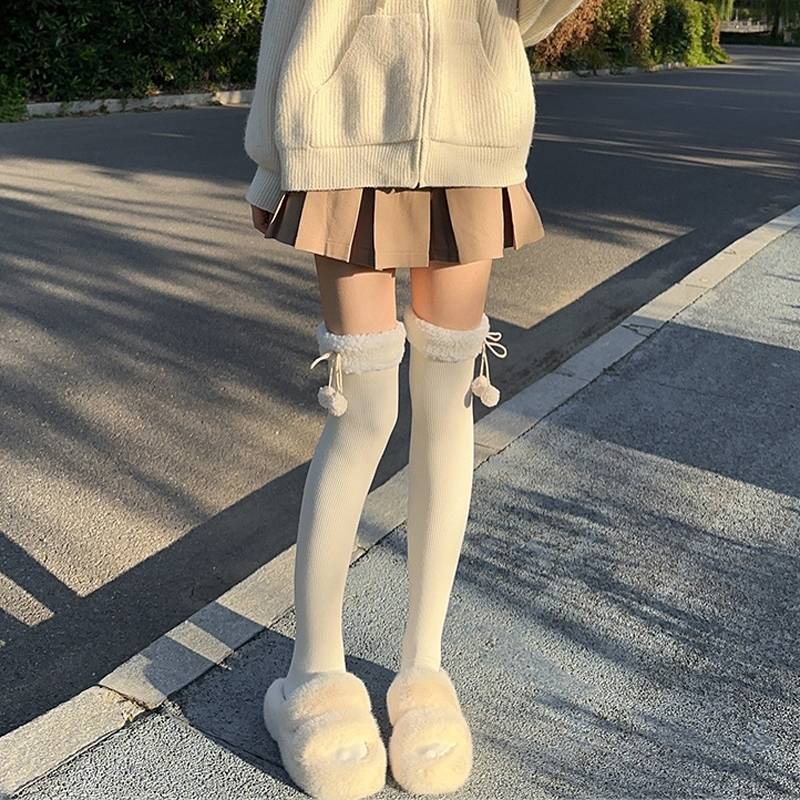 LolitaFetch Essentials Plush Pom Pom Over-the-Knee Socks - image 9