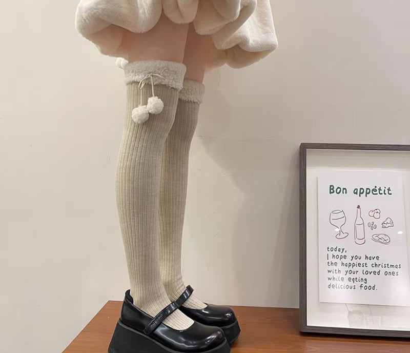 LolitaFetch Essentials Plush Pom Pom Over-the-Knee Socks - image 17