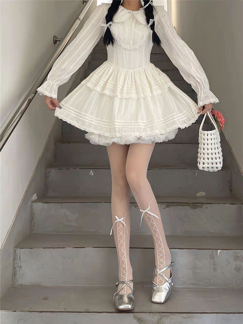 LolitaFetch Essentials Polka Dot Bow Lace-Up Black Tights - image 6
