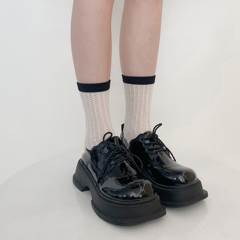 LolitaFetch Essentials Ribbon Bow Lace-Up Hollow-Out Crew Socks - image 13