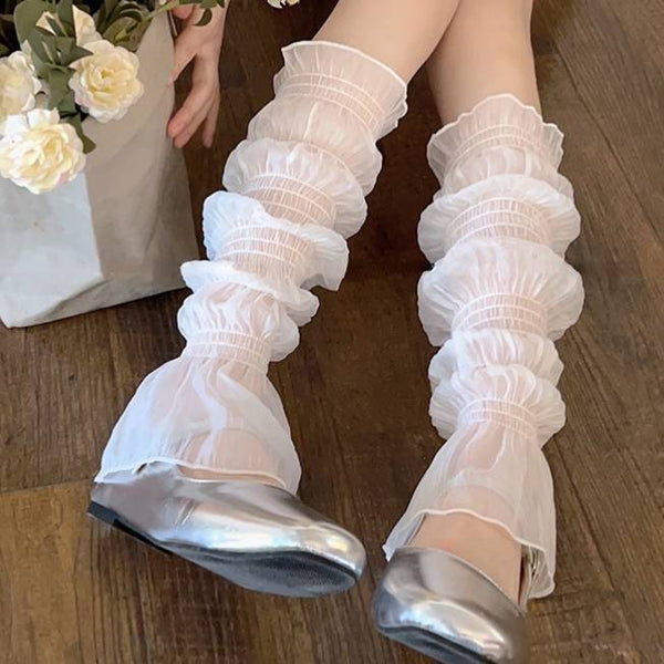 LolitaFetch Essentials Ruffle Edge Sheer Mesh Ballet Slouch Socks - image 1