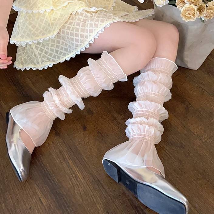 LolitaFetch Essentials Ruffle Edge Sheer Mesh Ballet Slouch Socks - image 3