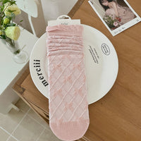 Seamless Bow Slouch Crew Socks - Sweet Lolita Mid-Calf Socks - Pink / One Size