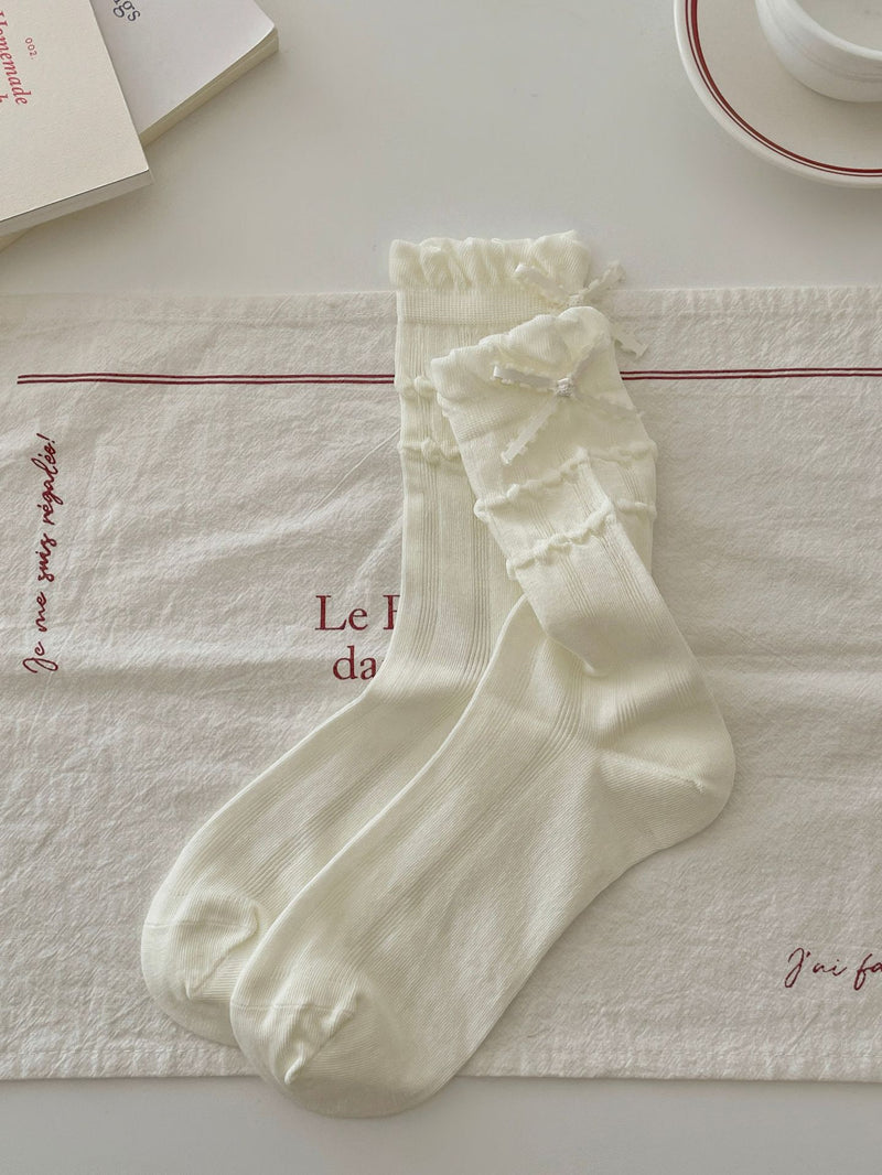LolitaFetch Essentials Seamless Heel Bow Ruffle Slouch Crew Socks - image 7