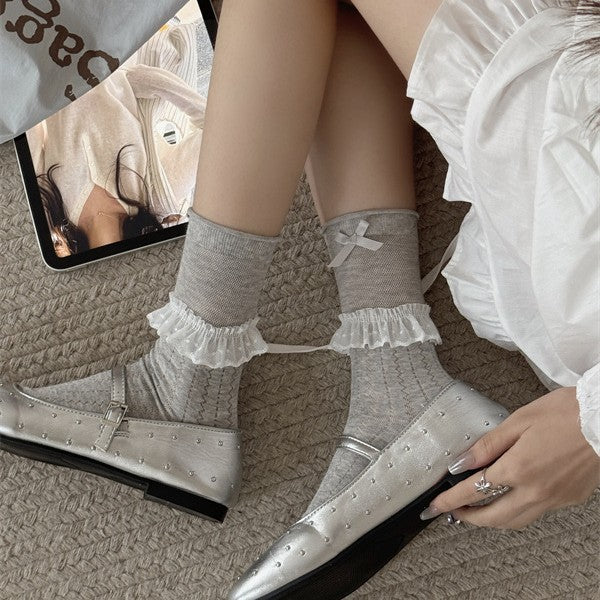 LolitaFetch Essentials Seamless Ribbon Bow Lace Slouch Socks - image 4